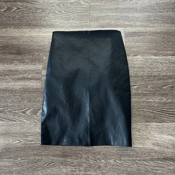 AllSaints Black Coated Denim Pencil Skirt US 6 High Rise Bodycon Slim Fit EUC - Picture 6 of 16